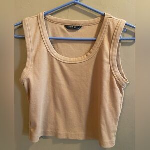 Shein crop tank top size small tan color cotton polyester spandex